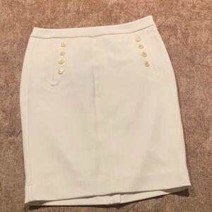 The Limited Ivory Pencil Skirt with Gold Accents